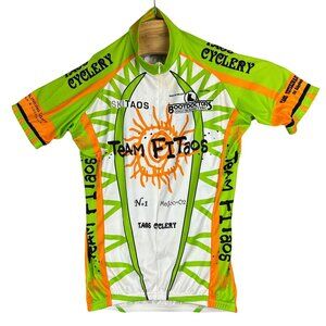 Vomax Team FITaos Cycling  Jersey Taos Cycle Club M Green/Orange Zip Pockets